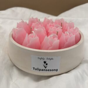 Vårbeholder med rosa tulipaner🌷💛