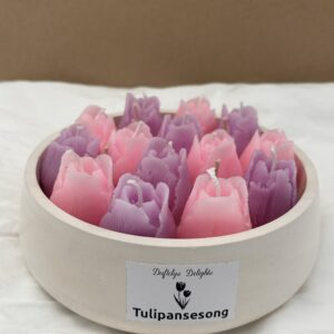 Vårbeholder med rosa-fiolett tulipaner🌷💛